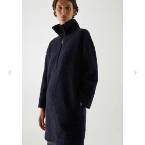 Navy Wool Mix Teddy Half-Zip Closure Dress - NWT!